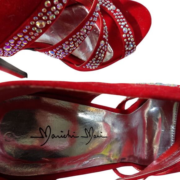 Dress Sandals‎ Strappy Wrap With Rhinestones Back Zipper SZ 7 - Picture 5 of 6